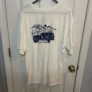 Southern Lure White Graphic Tee with Blue Print. Size XL